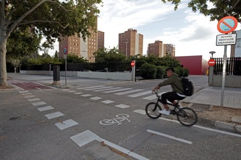 Carril bici de la calle Bombero Ramón Duarte. :: irene marsilla