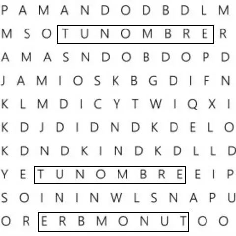 Solución | ¿Serías capaz de encontrar tu nombre?