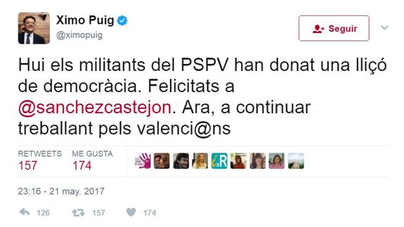 Las felicitaciones de los políticos valencianos a Pedro Sánchez