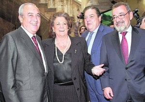Federico Félix, Rita Barberá, Vicente Boluda y José Vicente González, ayer en el acto. / I. Marsilla