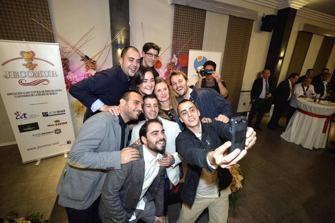 Selfie en la cena de entrega de premios en el concurso de cocina Jecomur.