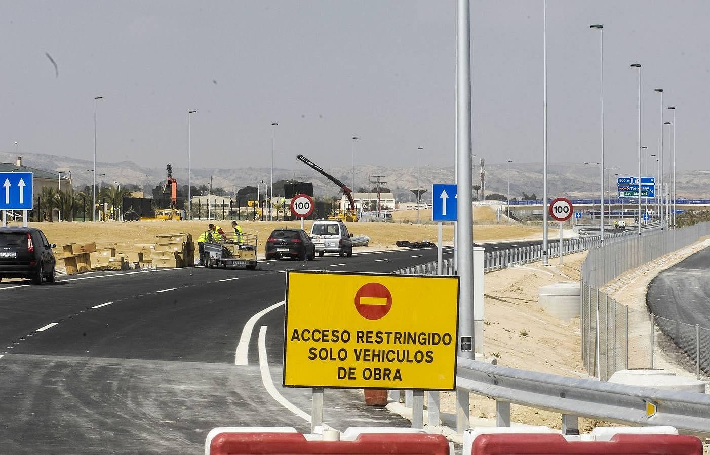 Obras en la carretera de la Ronda Sur de Elche