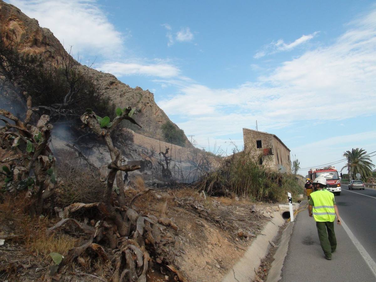 Un incendio calcina casi cuatro hectáreas de monte en Orihuela