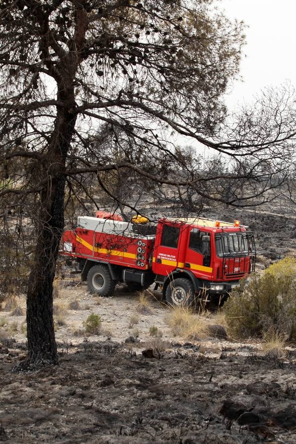 Trabajos de extinción del incendio de Cieza
