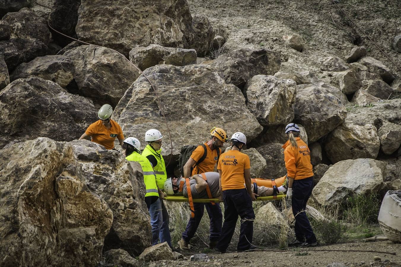 Simulacro en la cantera de Cox