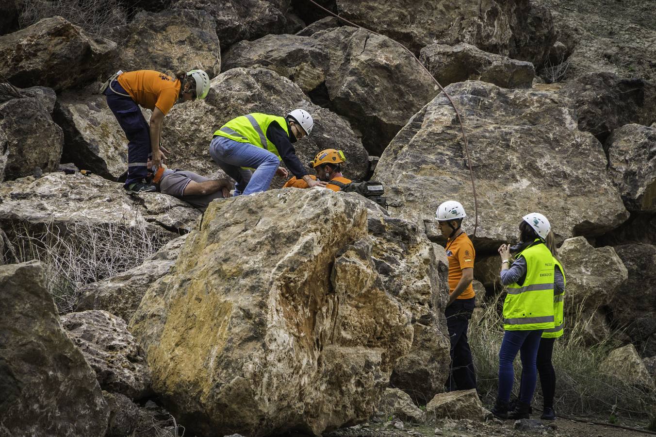 Simulacro en la cantera de Cox