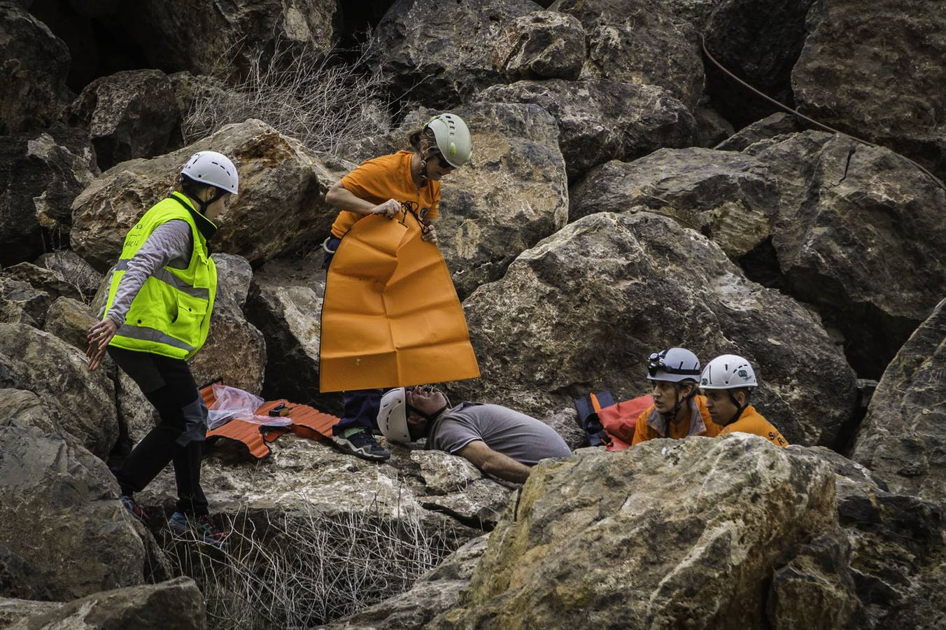 Simulacro en la cantera de Cox