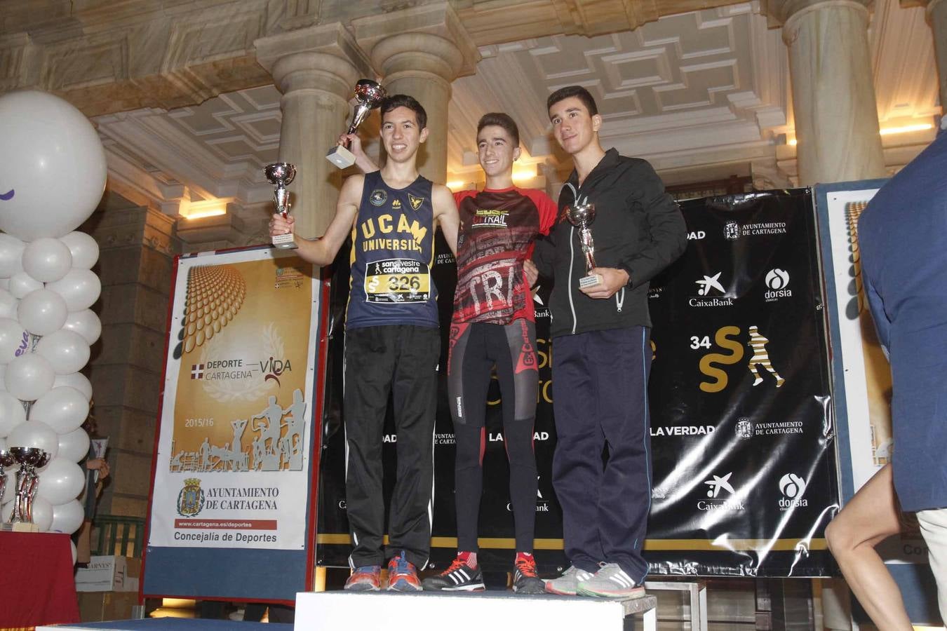 Podium de la San Silvestre de Cartagena 2015