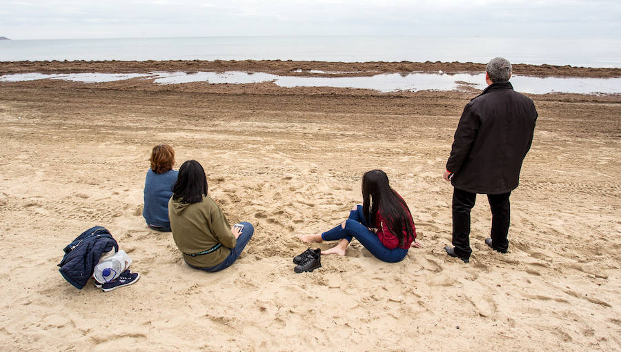 Las playas siguen llenas de algas dos semanas después del temporal