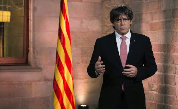 Puigdemon da un discurso con motivo de la Diada. 