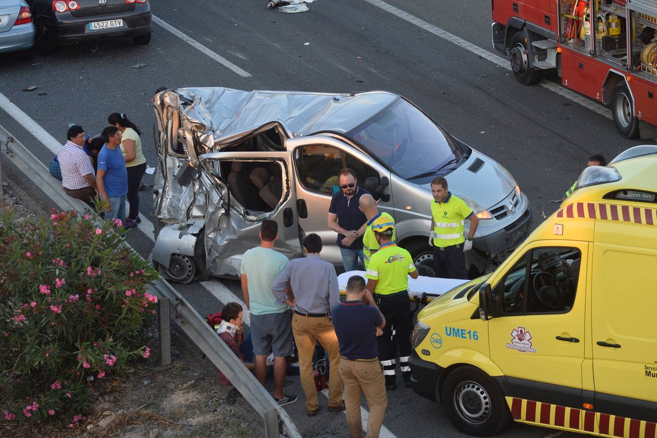 Más de una decena de vehículos se vieron implicados en el suceso que ocurrió en la autovía A-7 en dirección Murcia