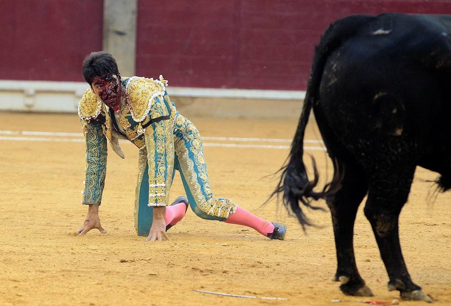 El diestro fue corneado por el segundo toro de la corrida de este miércoles en Zaragoza, al que cortó las dos orejas