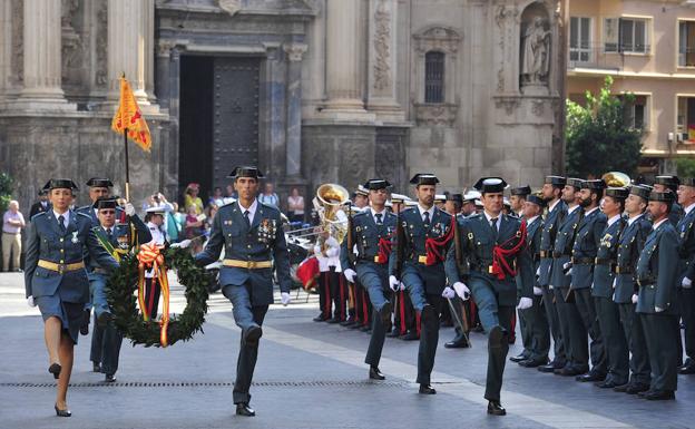 Un momento del acto de la Patrona de la Guardia Civil, este miércoles, en Murcia.