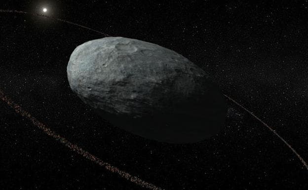 Recreación del planeta enano Haumea.