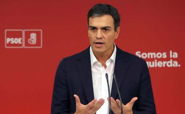 Pedro Sánchez, durante su comparecencia en Ferraz.