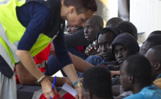 Llegada de inmigrantes a Málaga.