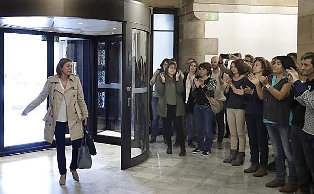 Forcadell, a su entrada en el Parlament.