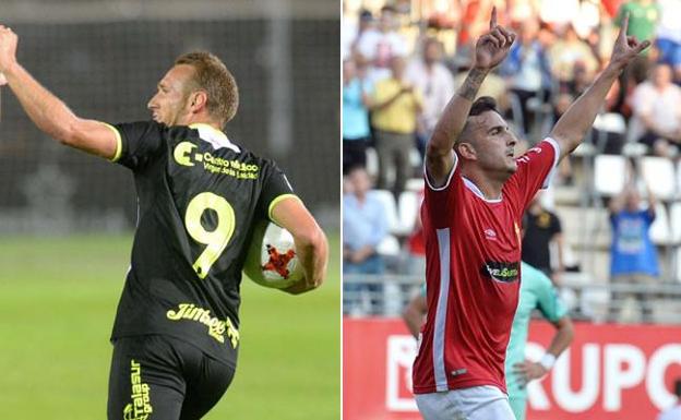 Aketxe, máximo goleador del Cartagena, y Elady, máximo goleador del Murcia. 