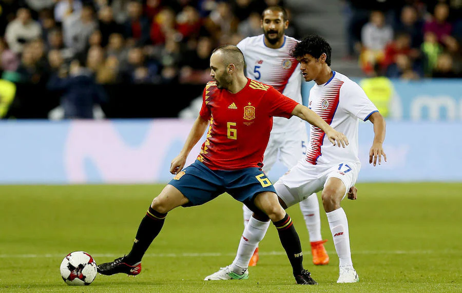 La Selección venció al combinado 'tico' por cingo goles a cero, con tantos de Jordi Alba, Morata, Silva (2) e Iniesta.