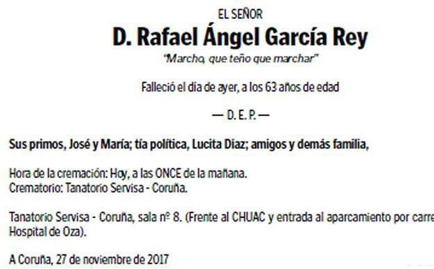 La esquela de Rafael Ángel García Rey