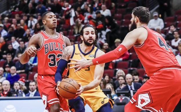 Ricky Rubio y Nikola Mirotic, durante el partido. 