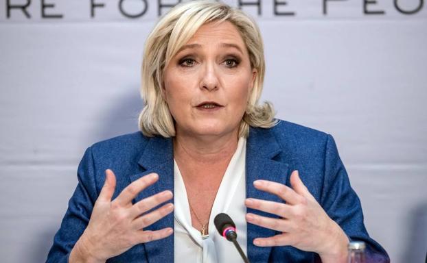 Le Pen, durante la conferencia de prensa. 