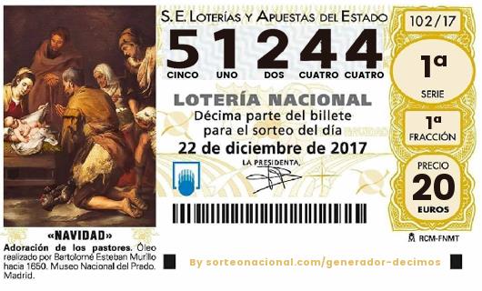 Bola saliendo del bombo en el Sorteo de Navidad