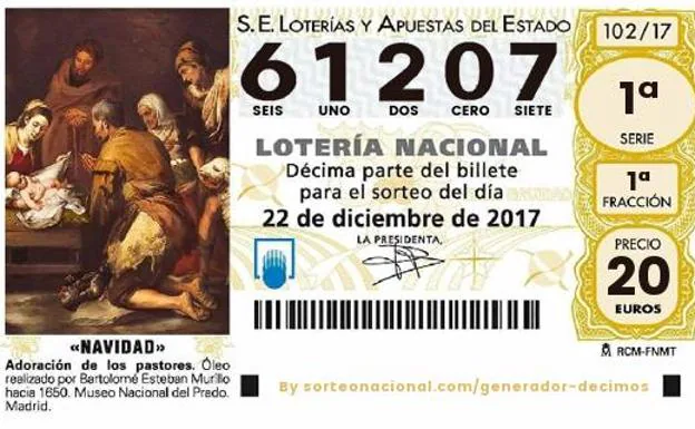 El número 61207, el segundo cuarto premio de la Lotería de Navidad 2017