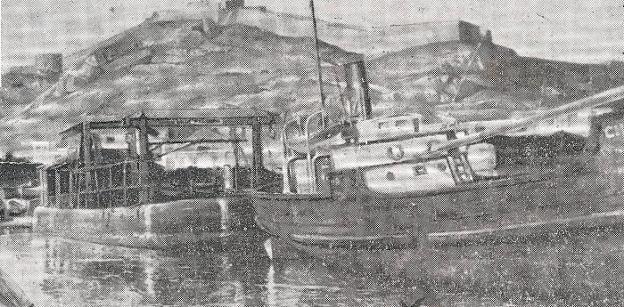 El 'Choncholita', atracado en el puerto de Cartagena, con el Castillo de los Moros de fondo.