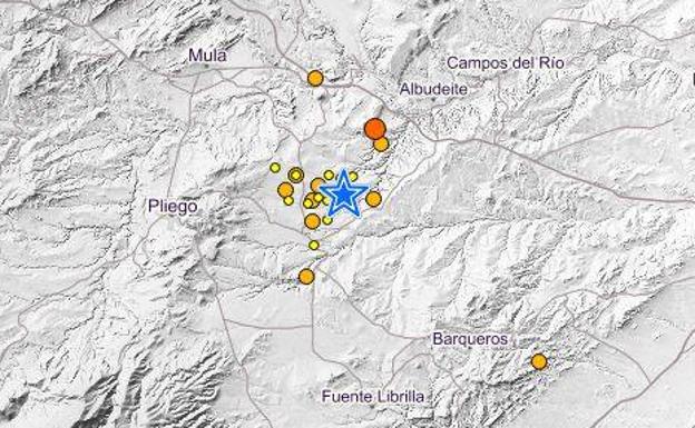 Terremotos producidos en los últimos tres días en la Comarca del río Mula. 