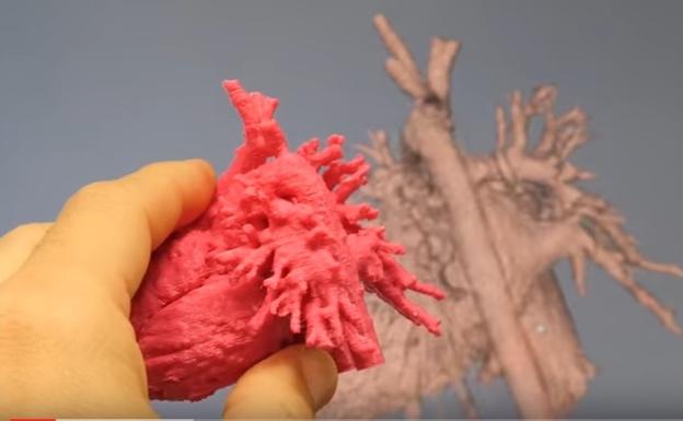 Un corazón impreso en 3D.