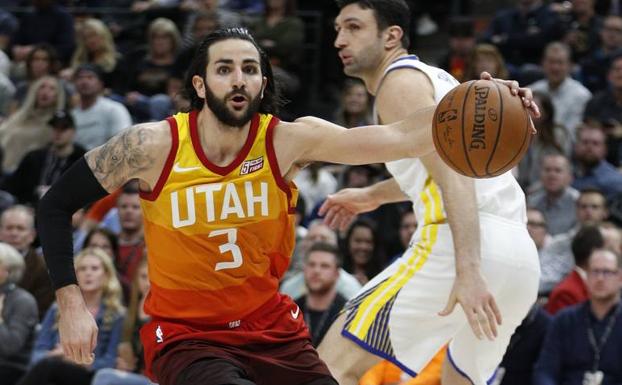 Ricky Rubio, durante el choque.