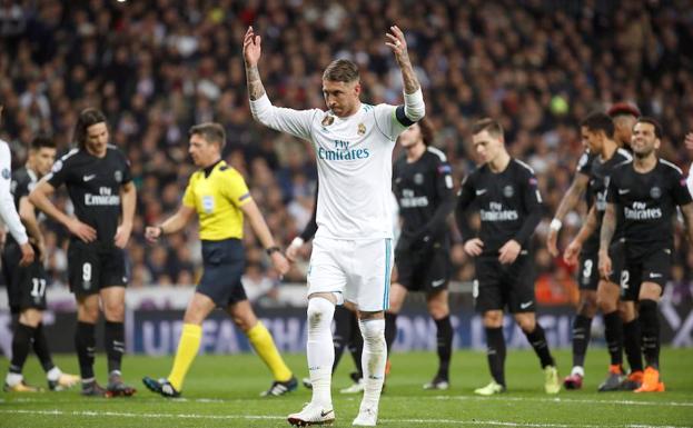 Sergio Ramos tras el penalti.