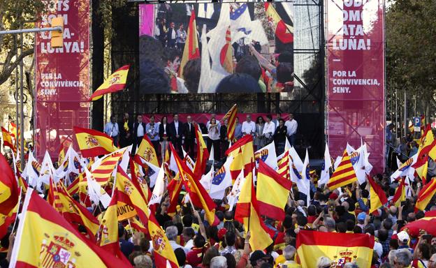 Manifestación de Sociedad Civil Catalana en octubre de 2017.