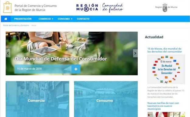 La nueva pagina web creada por la Comunidad: comercioyconsumo.carm.es.