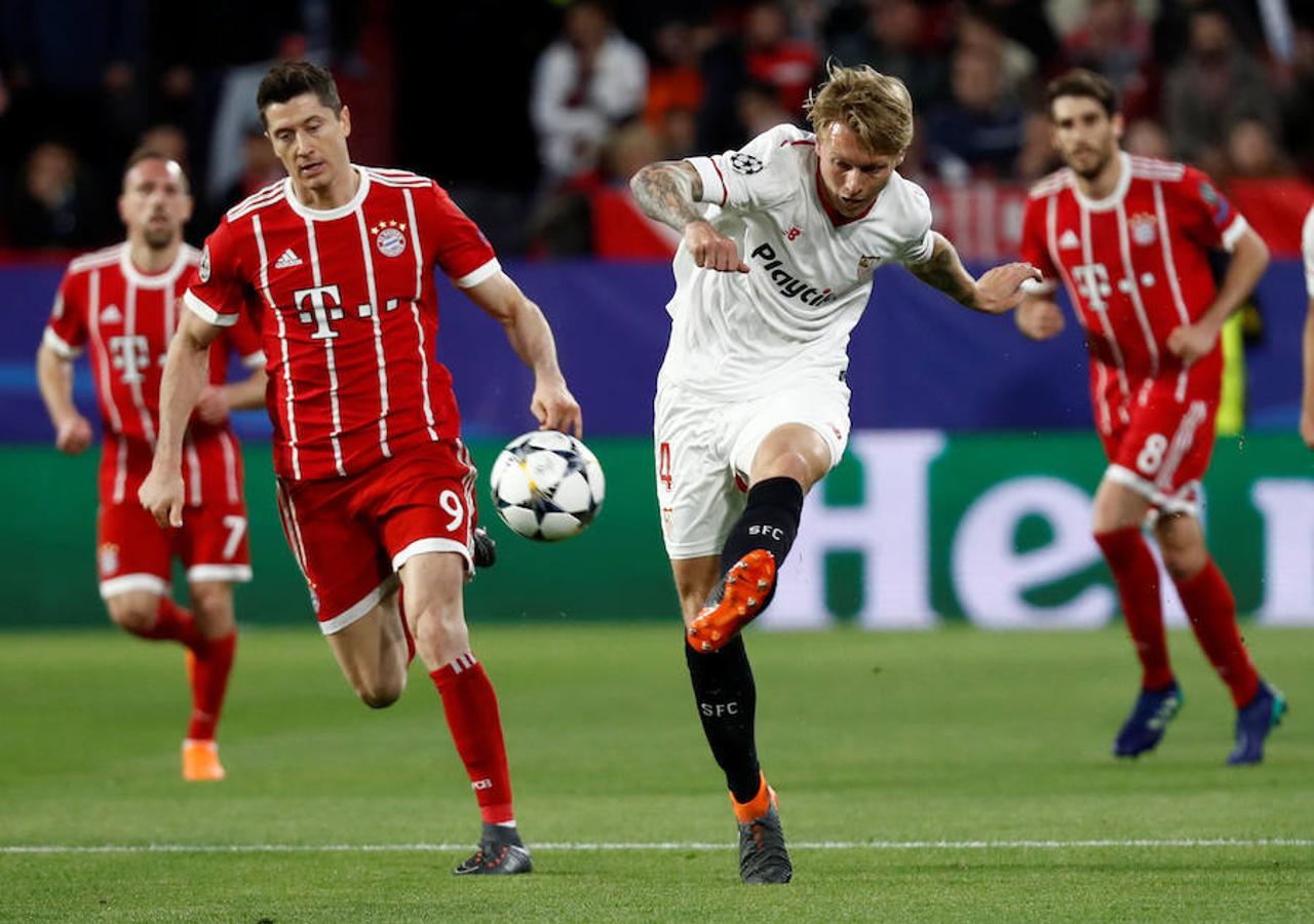 El equipo sevillista compareció decidido a hacer historia en los cuartos de final de la Champions ante un gigante como el Bayern