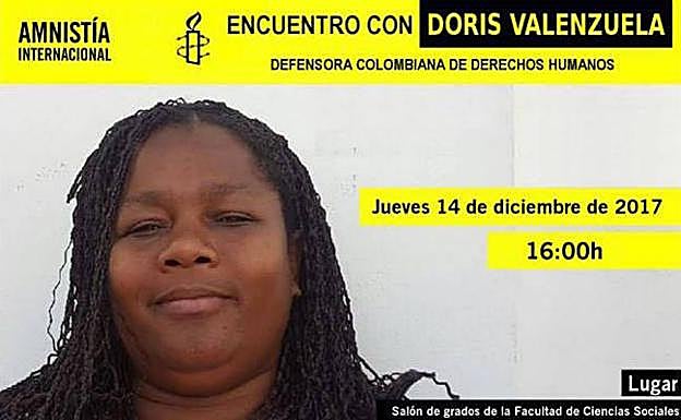 La víctima, Doris Valenzuela, en un cartel de un acto de Amnistía Internacional.