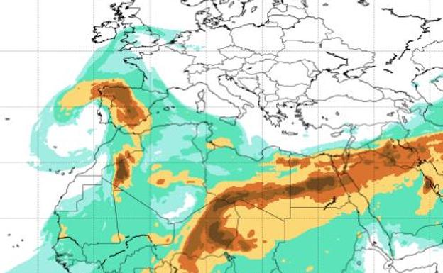 La nube de polvo instalada en la Región de Murcia