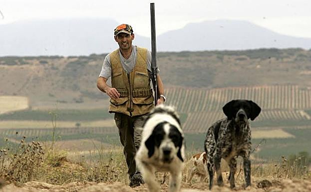 Un cazador, con sus perros.