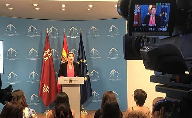 Noelia Arroyo en la rueda de prensa tras el Consejo de Gobierno.