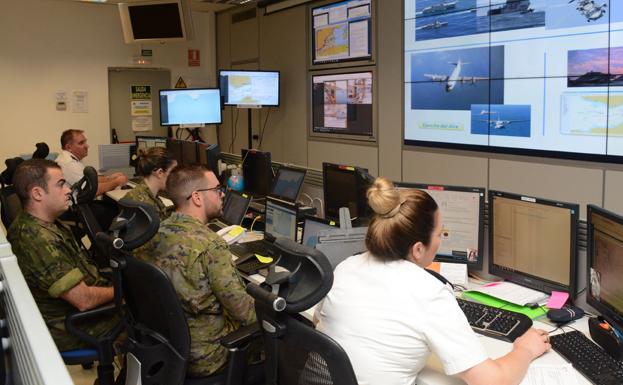 Puesto de control, durante el desarrollo del simulacro marítimo Marsac-18.