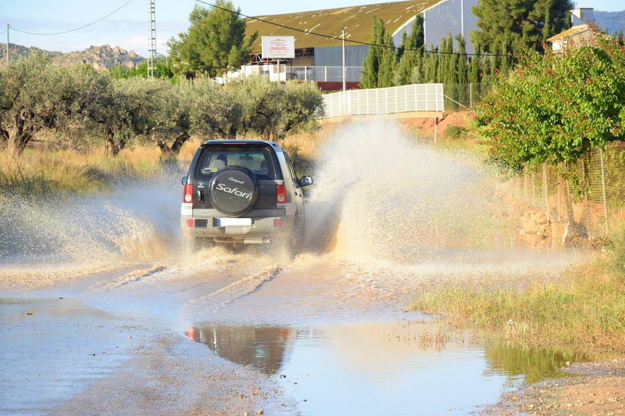 Embalsamiento de agua en la carretera de Abarán a Hoya del Campo.