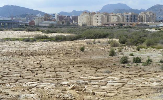 Panorámica de los terrenos de El Hondón, en una imagen de archivo, con los barrios del Sector Estación y de San Ginés al fondo. A la izquierda, viaducto de la autovía.