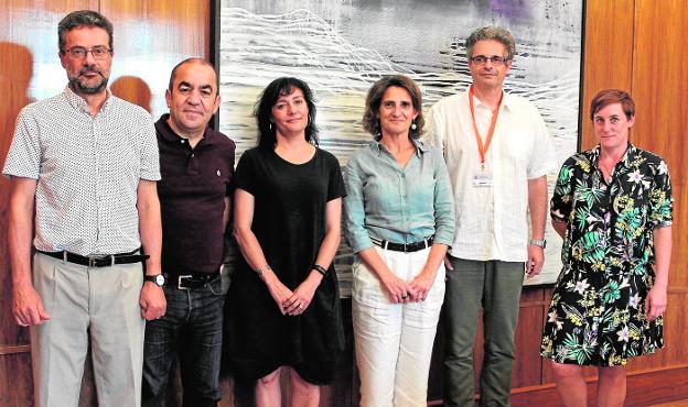 La ministra Teresa Ribera, tercera por la derecha, se reunió días atrás con representantes de las organizaciones ecologistas. efe