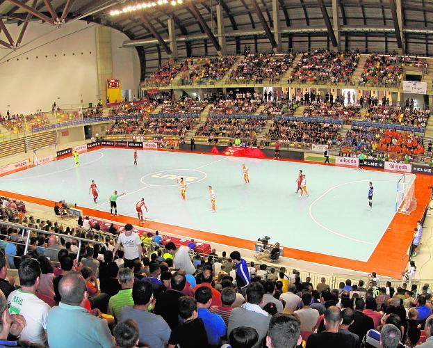 Panorámica del Palacio de Deportes de Cartagena durante el derbi ante ElPozo Murcia de esta última temporada. 