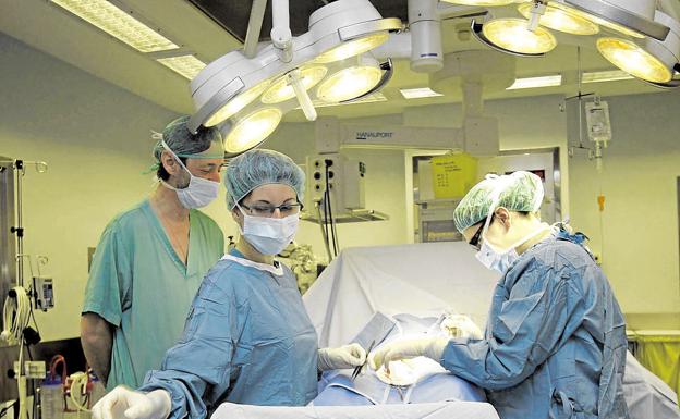 Un equipo médico, en el quirófano de un hospital. : 