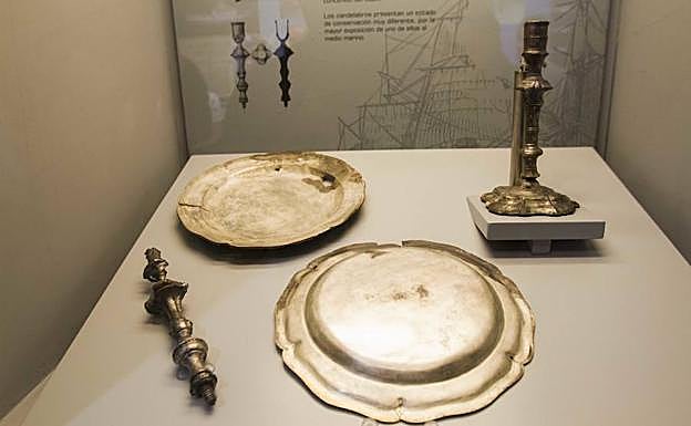 Las piezas expuestas del 'Nuestra Señora de las Mercedes'.