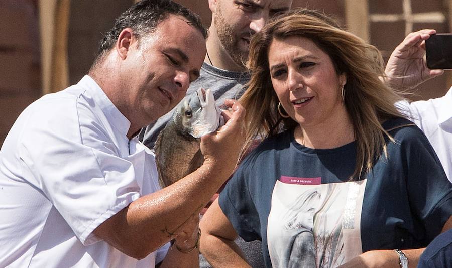 El chef Ángel León y la presidenta de la junta de Andalucía, Susana Díaz.