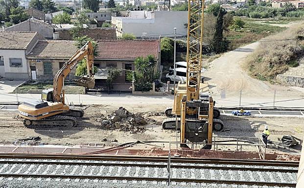 Obras del AVE en la entrada de Murcia. 