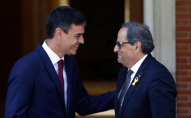 Pedro Sánchez y Quim Torra, durante un encuentro en La Moncloa.